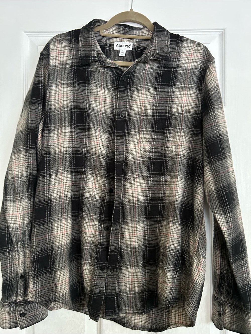 Abound Black & Cream Plaid Lightweight Button-Up Jacket